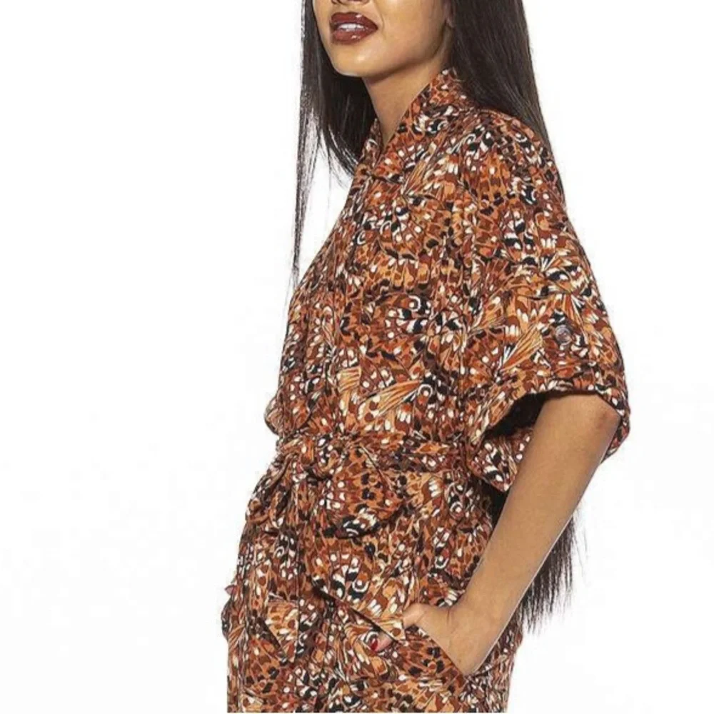 ALEXIA ADMOR Dolman Sleeve Wrap Dress Butterfly Print brown Size 10